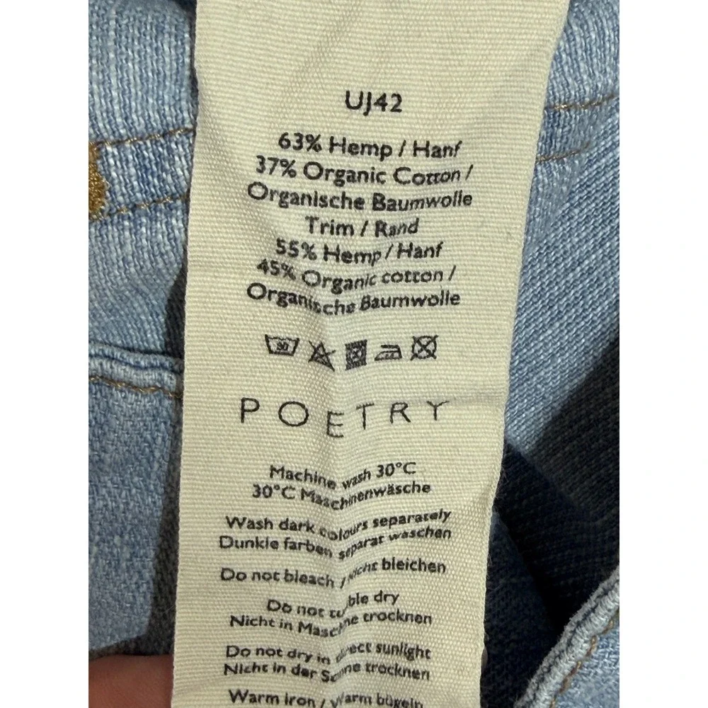 Poetry Hemp Organic Cotton Pleated High Rise Wide Leg Trousers Light Blue UJ42 - Picture 8 of 10